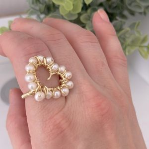 Artisan Heart ❤️ Freshwater pearl wrap ring